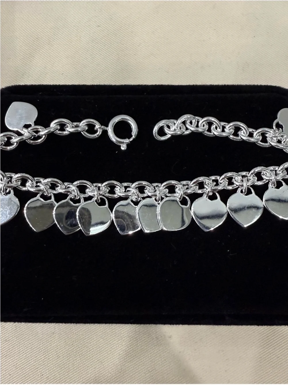 Tiffany & Co. Sterling Silver Heart Charm Bracelet in Tiffany Blue